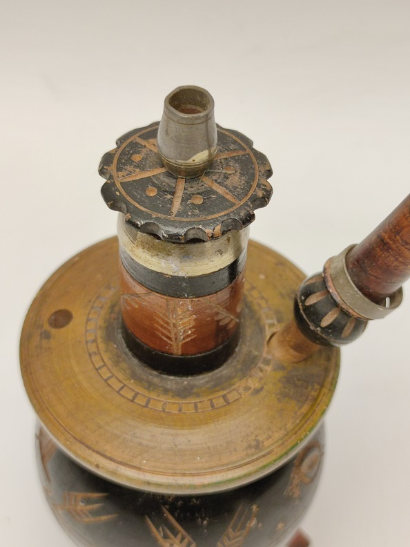 1950 AHŞAP TAMAMI  EL YAPIMI EL GÜMÜŞ İŞLEME KEYF NARGİLE