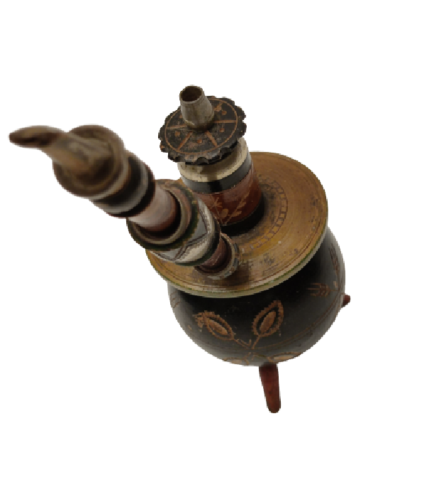 1950 AHŞAP TAMAMI  EL YAPIMI EL GÜMÜŞ İŞLEME KEYF NARGİLE