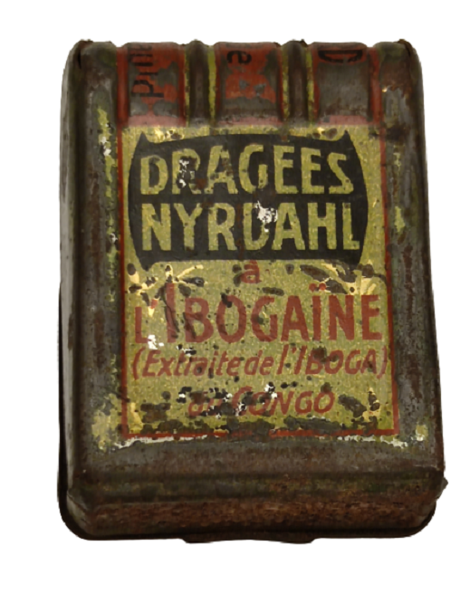 DRAGEES NYRDAHL IBOGAINE İLAÇ REKLAMLI TENEKE KAPAKLI KİBRİT KUTUSU