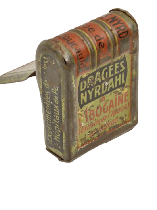 DRAGEES NYRDAHL IBOGAINE İLAÇ REKLAMLI TENEKE KAPAKLI KİBRİT KUTUSU