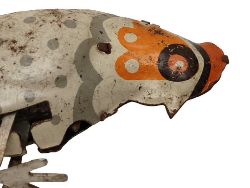 1960 KURMALI TENEKE MEKANİK ZIPLAYARAK GİDEN HOROZ OYUNCAK