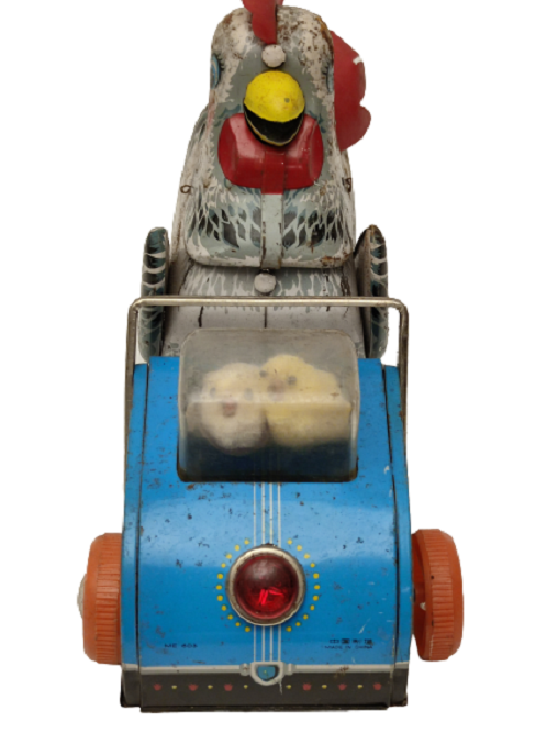 TENEKE BEBEK ARABASI  KULLANAN YUMURTLAYAN  TAVUK ŞEKLİNDE TENEKE PİLLİ OYUNCAK