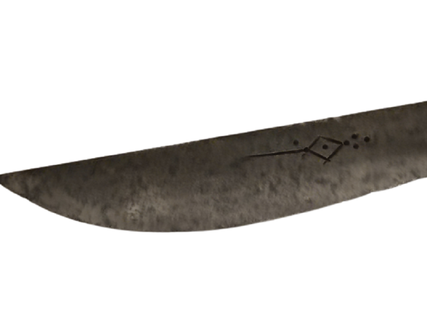 OSMANLI ERMENİ İŞİ AHŞAP TUTAC SICAK DÖVME CELİK UC ÜZERİ MOTİFLİ KINSIZ KAMA