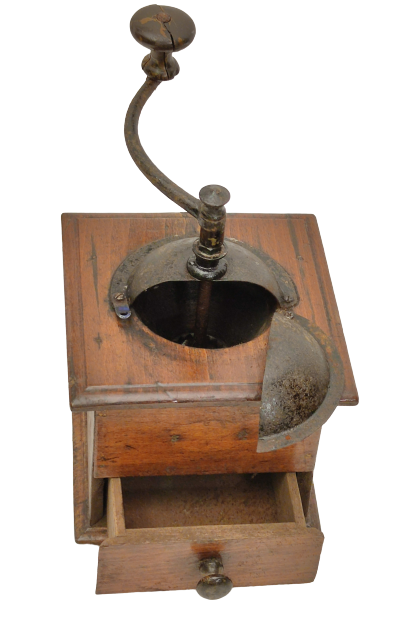 VİNTAGE AHŞAP KASA METAL MEKANİK AKSAMLI EL İLE CEVİRMELİ KAHVE ÖGÜTME DEĞİRMENİ