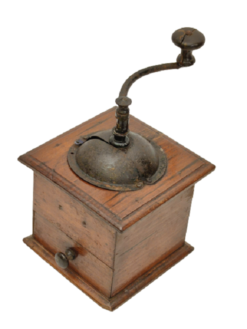 VİNTAGE AHŞAP KASA METAL MEKANİK AKSAMLI EL İLE CEVİRMELİ KAHVE ÖGÜTME DEĞİRMENİ