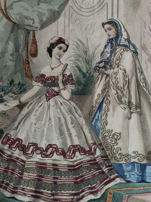 ALBUM DE LA MODE ILLUSTREE RENKLİ PASPARTULU GRAVÜR BASKI ORJİNAL