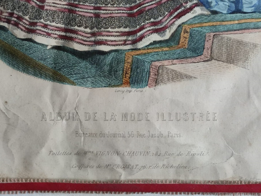 ALBUM DE LA MODE ILLUSTREE RENKLİ PASPARTULU GRAVÜR BASKI ORJİNAL