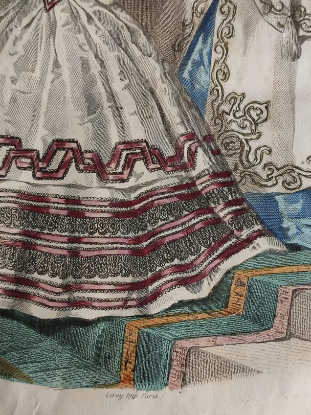 ALBUM DE LA MODE ILLUSTREE RENKLİ PASPARTULU GRAVÜR BASKI ORJİNAL