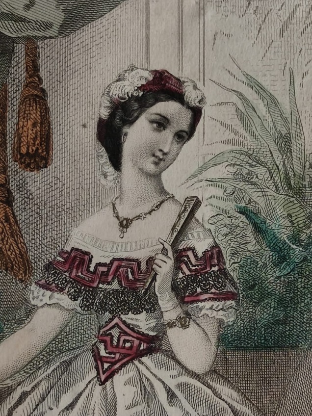 ALBUM DE LA MODE ILLUSTREE RENKLİ PASPARTULU GRAVÜR BASKI ORJİNAL