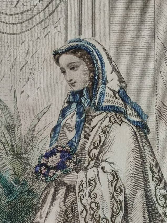 ALBUM DE LA MODE ILLUSTREE RENKLİ PASPARTULU GRAVÜR BASKI ORJİNAL