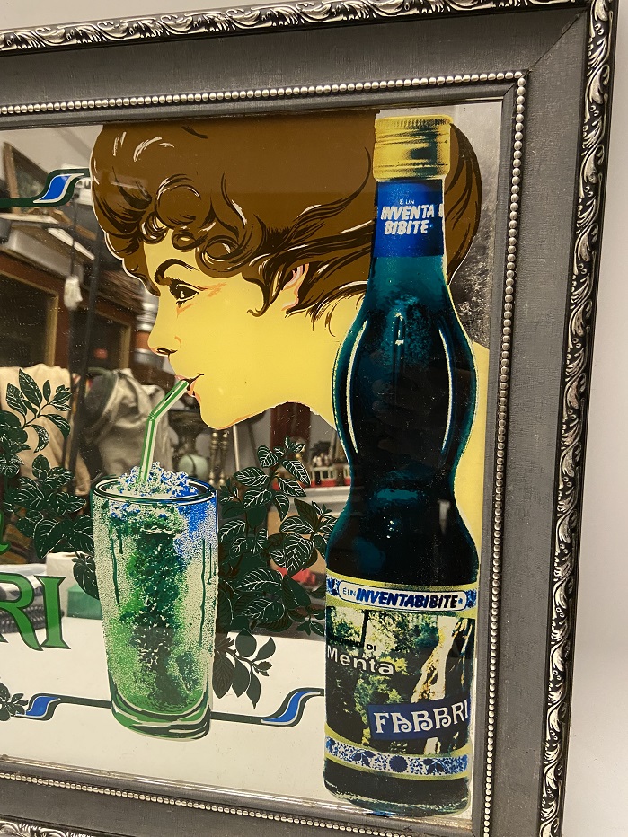 DAL 1905 BİBİTE E GRANATE AT MENTA FABRI MİRROR ADVERTİSEMENT CAM ALTI AYNA CERCEVESİNDE REKLAM TABELASI