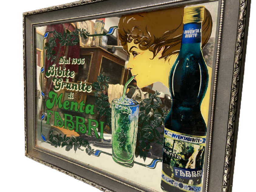 DAL 1905 BİBİTE E GRANATE AT MENTA FABRI MİRROR ADVERTİSEMENT CAM ALTI AYNA CERCEVESİNDE REKLAM TABELASI