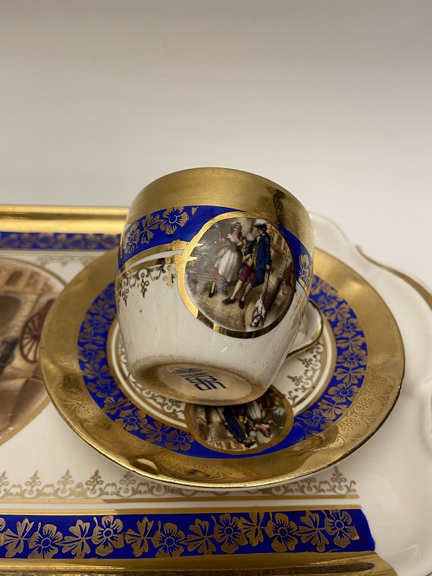 SÜMERBANK EL BOYAMA KENARLARI ALTIN CEKME YALDIZ PORSELEN ÇİFT KİŞİLİK KAHVE TAKIMI