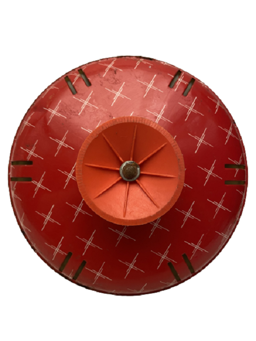 1970 TENEKE ÜZERİ ŞEFFAF SERT MİKA FANUS İÇİNDE HAREKET EDEN TREN OYUNCAK TOPAC 