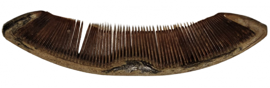 OSMANLI ORJINAL TEKKE İŞİ DERVİŞ SAKAL TARAGI KEMİKTEN EL İŞİ AY YILDIZ İŞLEMELİ YEŞİL BEZ KILIFINDA 