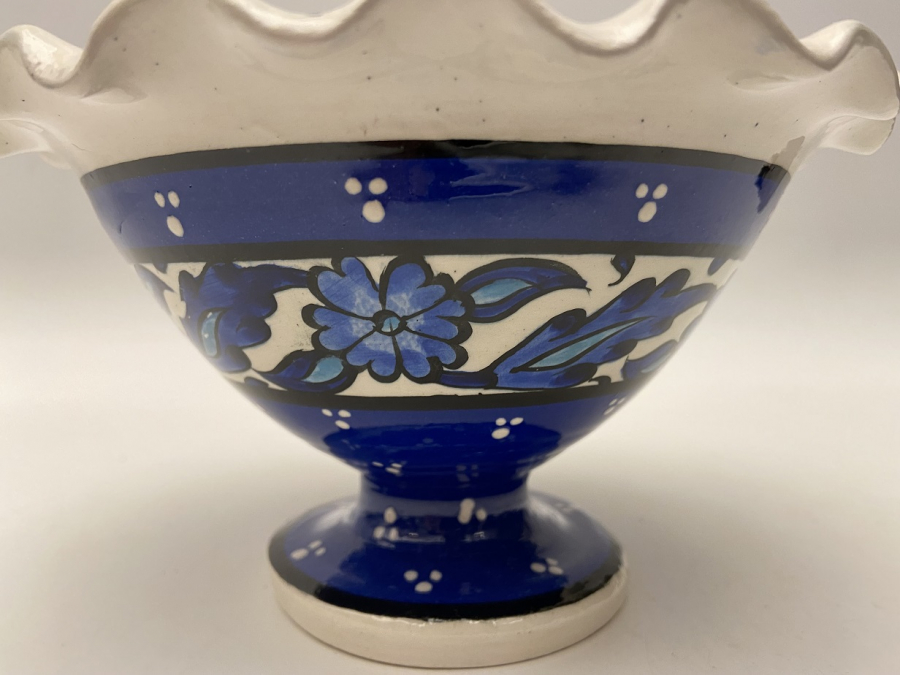 EL BOYAMA ÜZERİ VE İÇİ OSMANLI KARANFİL ÇİÇEK İŞLEMELİ KUTAHYA  KASE