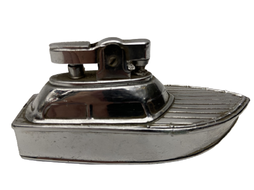 YAT TEKNE KAMARA MASA ÜZERİ ÇAKMAK GEMİ ŞEKLİNDE  BENZİNLİ TAŞLI MEKANİK KROM KAPLAMA 
