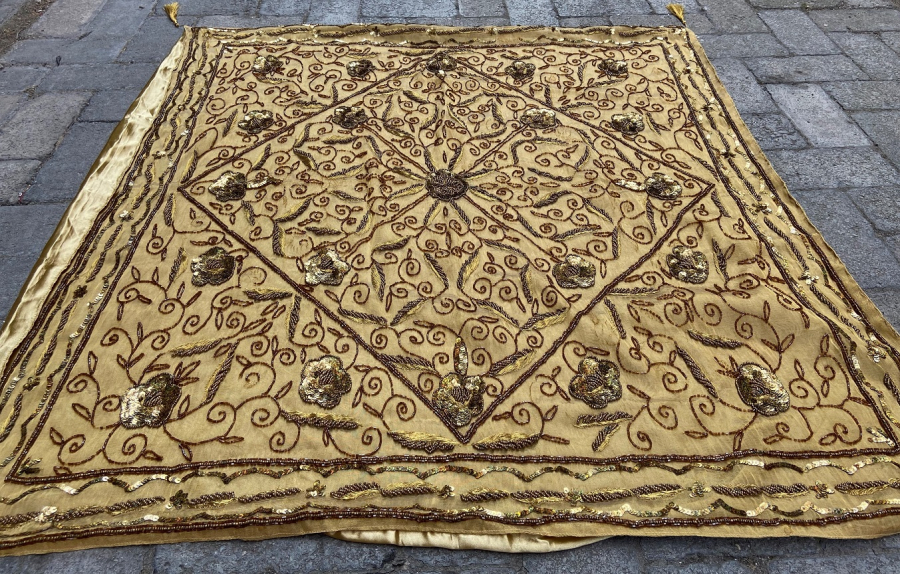 1940 TAMAMI EL DOKUMA EL İŞİ SANDIK CIKMASI TEL KIRMA GELİN  BOHCA ÖRTÜSÜ 