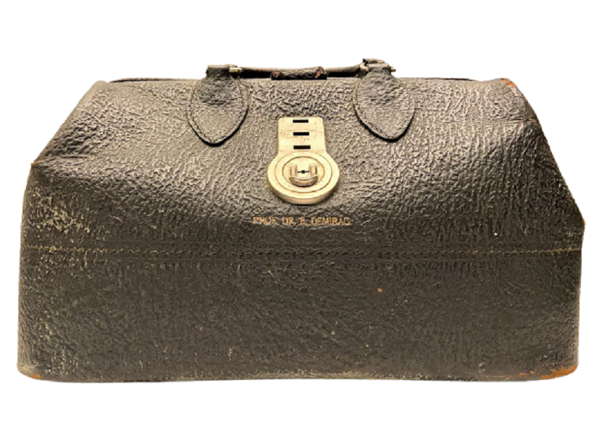 PROF . DR . B . DEMIRAG DERİ DOKTOR EL ÇANTASI DIŞARIYA KONTROL VE MUAYENEYE GİDERKEN KULLANILAN 