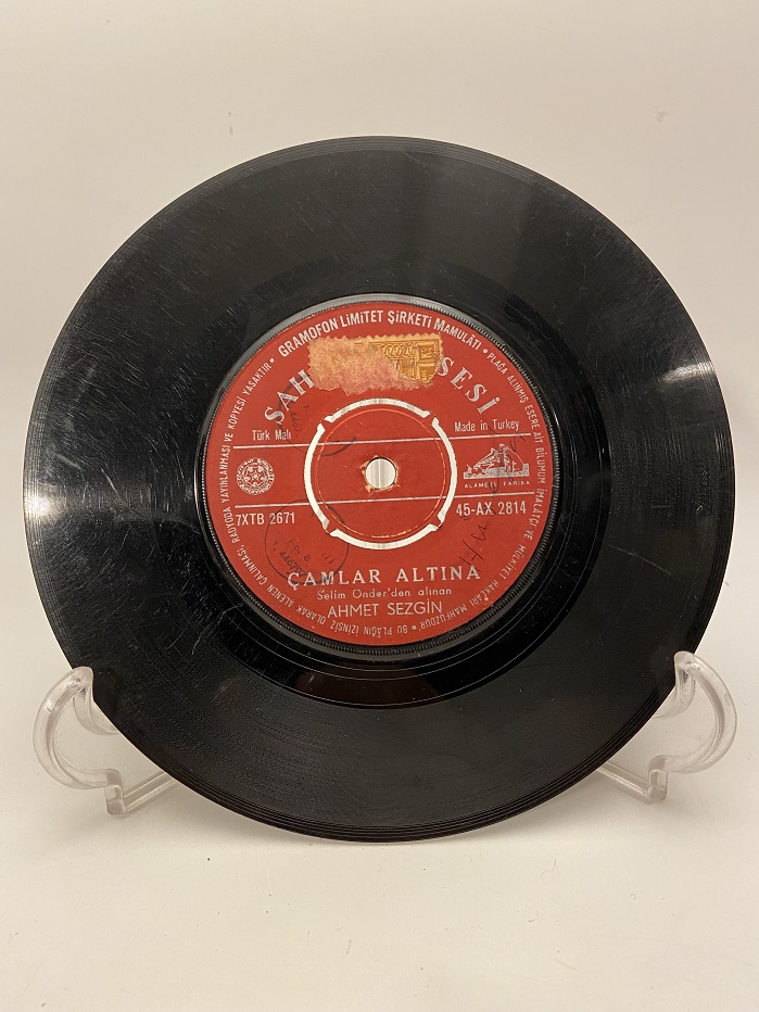 AHMET SEZGİN ŞU UZUN GECENİN GECESİ OLSAM - ÇAMLAR ALTINA 45 LİK YERLİ PLAK