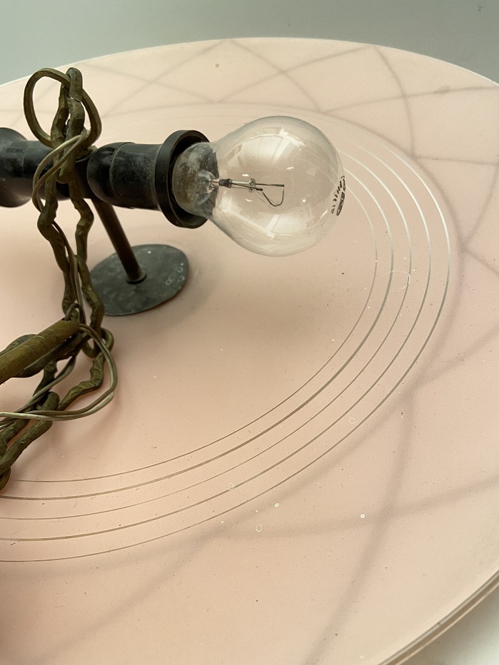 BÜYÜK BOY PEMBE CAM PİRİNÇ ASKILI ÇİFT DUY  AMPULLÜ TAVAN AVİZE