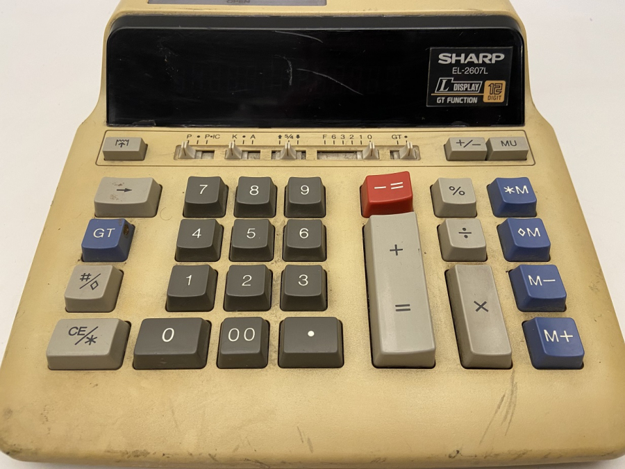 SHARP EL-2607L BÜYÜK BOY ELEKTRONİK ŞERİTLİ YAZILI KAGIT DÖKÜMAN ÇIKARTAN HESAP MAKİNESİ SORUNSUZ