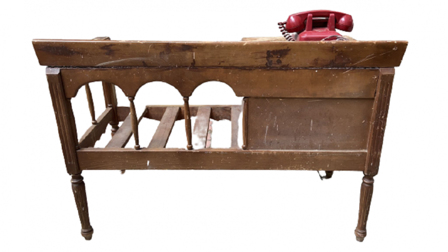 VİNTAGE AHŞAP MASİF DEKORATİF OTURMALI TELEFON GÖRÜŞME SEHBASI MASASI