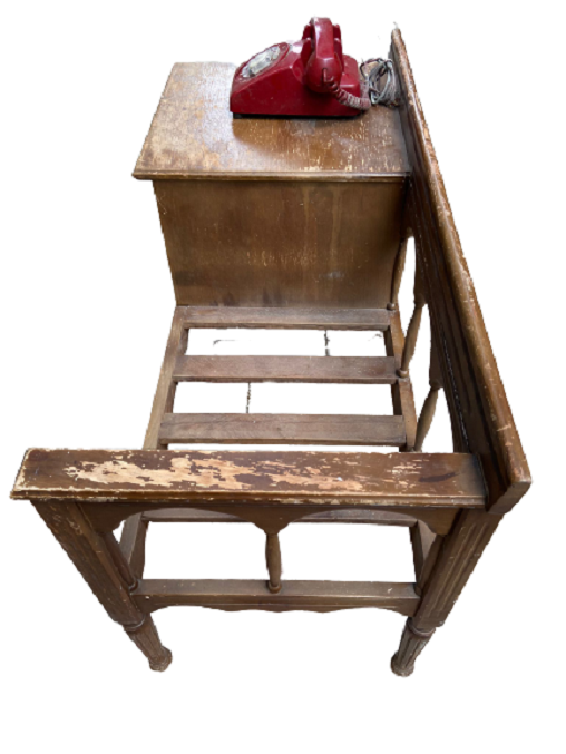 VİNTAGE AHŞAP MASİF DEKORATİF OTURMALI TELEFON GÖRÜŞME SEHBASI MASASI