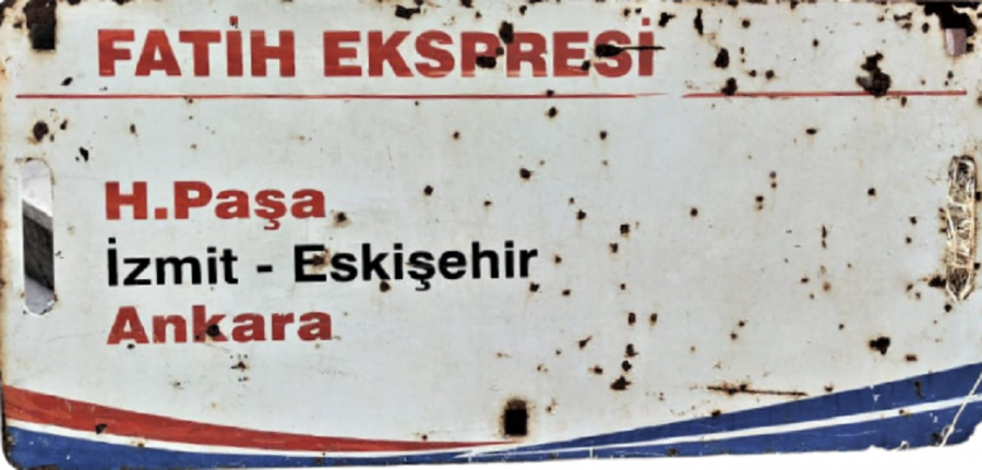 1980 TCDD FATİH EKSPRESİ ANKARA H.PAŞA  YOLCU TRENİ  VAGON YAN GÜZERGAH LEVHASI