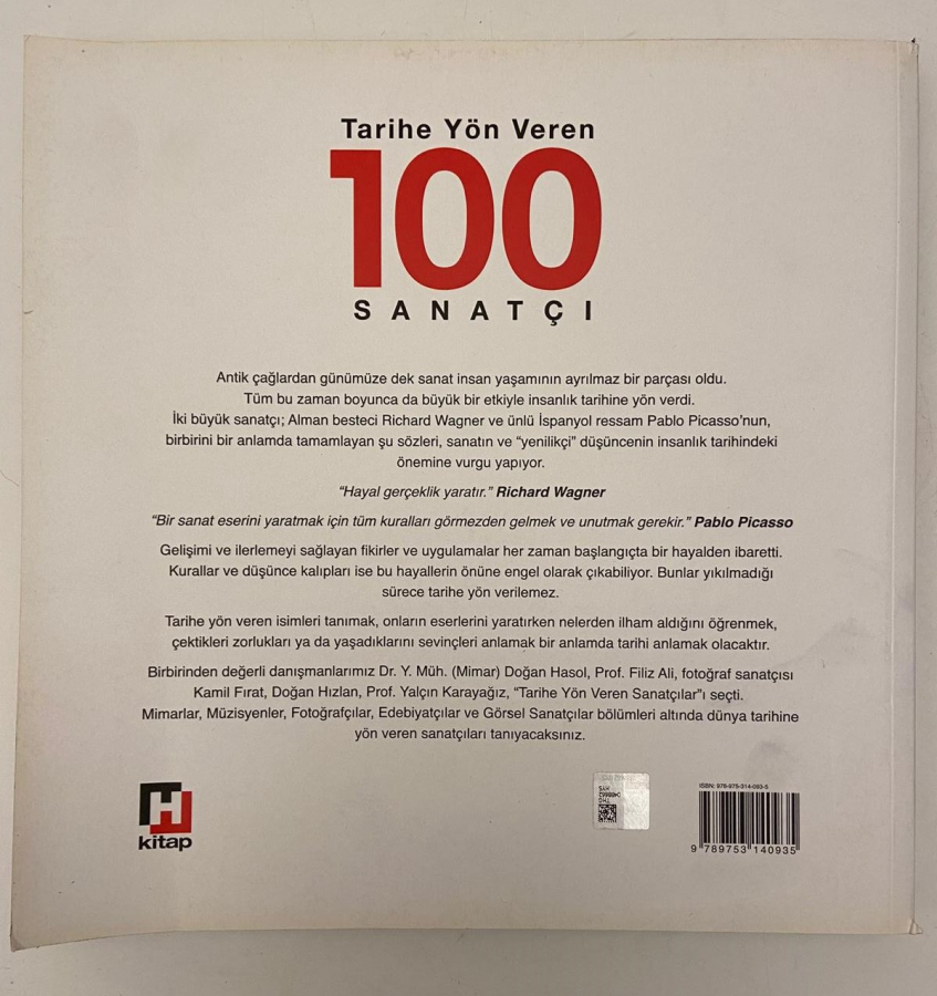 HÜRRİYET TARİHE YÖN VEREN 100 SANATÇI KİTAP KARTON KUŞE KAPAK