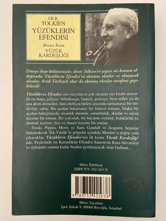 METİS YAYINLARI YÜZÜKLERİN EFENDİSİ YÜZÜK KARDEŞLİĞİ KİTAP