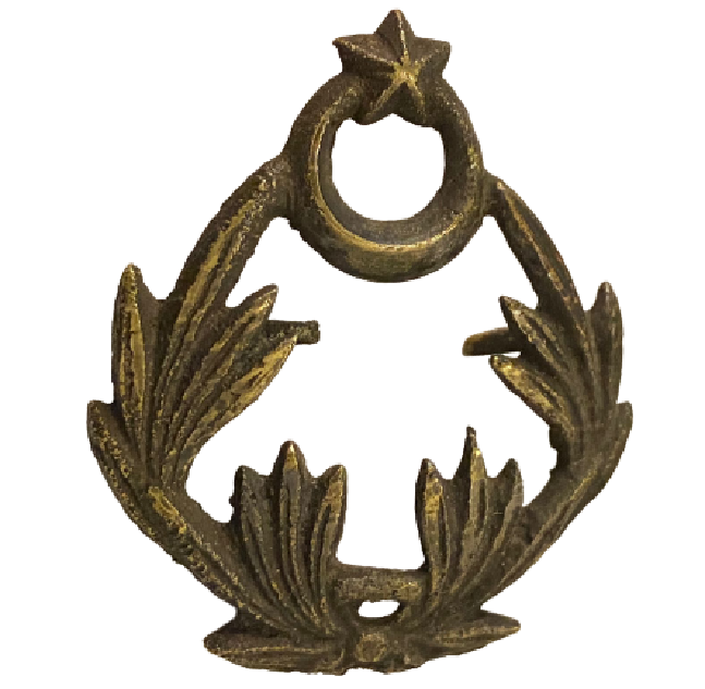 PTT PİRİNÇ ŞAPKA ONUNE TAKILAN CELEK UZERİ AY YILDIZ  KOKART