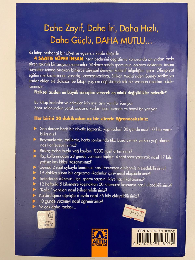 TIMOTYH FERRIS 4 SAATTE SÜPER İNSAN KİTAP