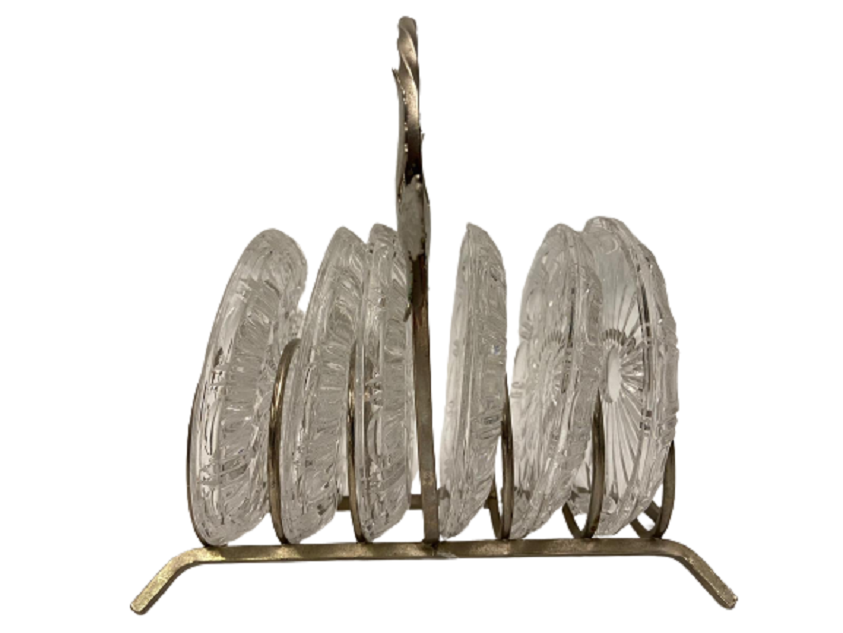 6 LI METAL YAPRAK İŞLEMELİ STANDLI KRİSTAL İKRAM SERVİS TABAKLARI