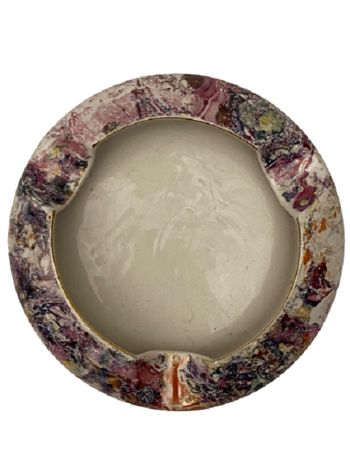 SÜMERBANK YILDIZ  PORSELEN ÜZERİ EBRU EL DALDIRMA BOYAMA İŞÇİLİKLİ KÜLLÜK