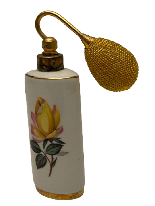 ALMAN BAVARIA DAMGALI ÜZERİ CİCEKLİ PORSELEN  POMPALI PARFÜM ŞİŞESİ