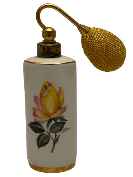 ALMAN BAVARIA DAMGALI ÜZERİ CİCEKLİ PORSELEN  POMPALI PARFÜM ŞİŞESİ