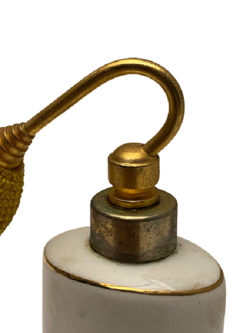 ALMAN BAVARIA DAMGALI ÜZERİ CİCEKLİ PORSELEN  POMPALI PARFÜM ŞİŞESİ