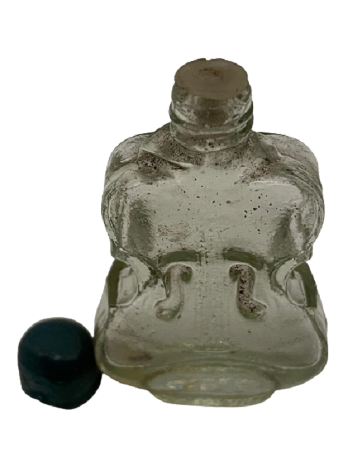 MİNYATÜR KEMAN FORMUNDA BEYAZ CAM MİKA KAPAKLI PARFÜM ŞİŞESİ