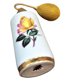 ALMAN BAVARIA DAMGALI ÜZERİ CİCEKLİ PORSELEN  POMPALI PARFÜM ŞİŞESİ
