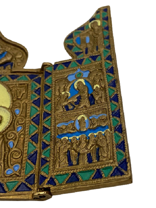 BRONZ ÜZERİ AÇILIP KAPANAN MERYEM ANA İŞLEMELİ İKONA