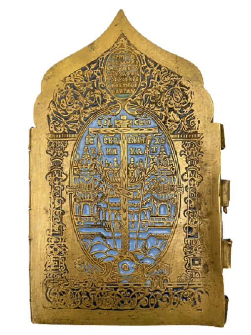 BRONZ ÜZERİ İŞLEME AÇILIP KAPANAN İKİ PARCALI İKONA