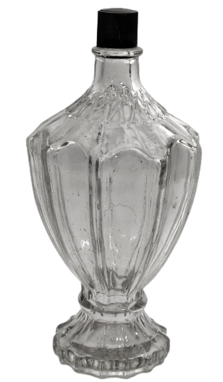 BAKALİT KAPAKLI BEYAZ CAM KOLANYA BÜYÜK BOY DIŞI DEKORATİF PARFUM ŞİŞE