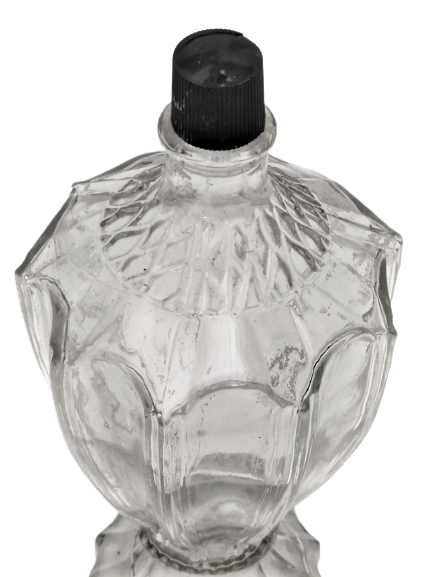 BAKALİT KAPAKLI BEYAZ CAM KOLANYA BÜYÜK BOY DIŞI DEKORATİF PARFUM ŞİŞE