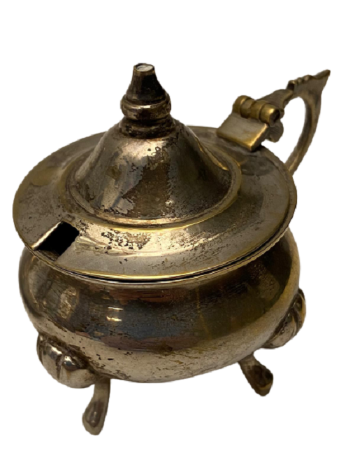 GÜMÜŞ KAPLAMA 4 PARÇADAN OLUŞAN MASA ÜZERİ ORJINAL TEPSİSİNDE  BAHARAT SERVİS TAKIMI