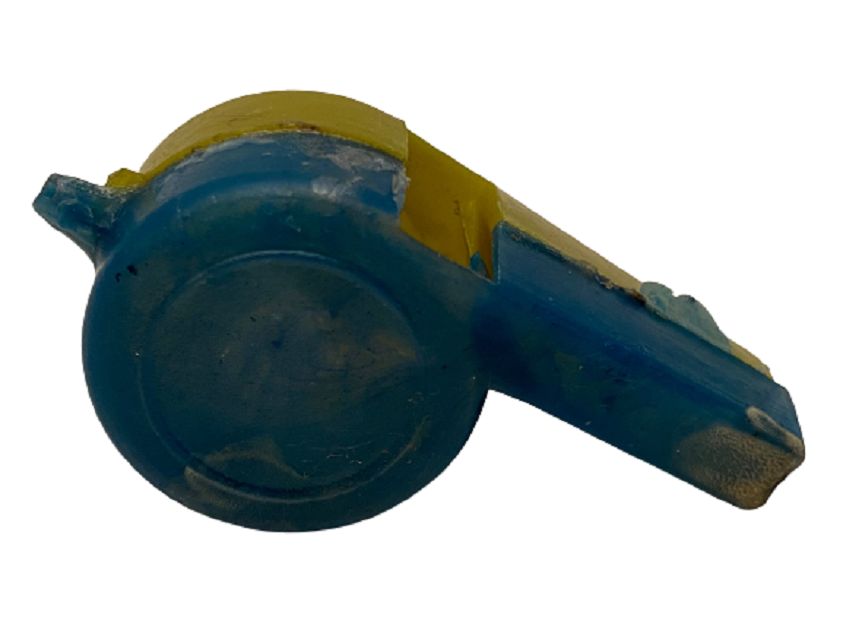 1970 SARI LACİVERT FENERBAHCE SERT PLASTİK MANTARLI OYUNCAK YERLİ DÜDÜK