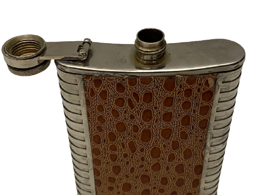 TAŞINABİLİR YILAN TASARIM DERİ KAPLAMA STAINLESS STEEL 8 MİKRON ÇELİK  CEP MATARA