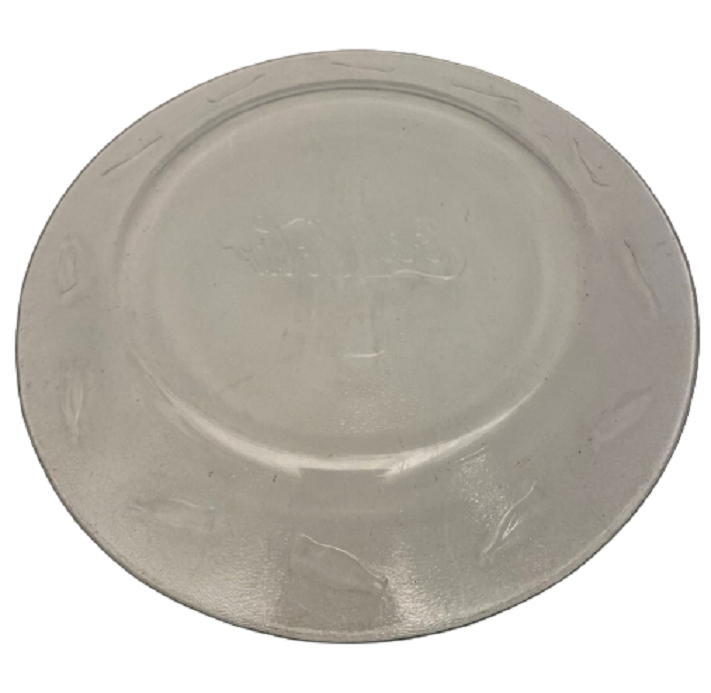 COCA COLA  KABARTMA ŞİŞE RESİMLİ CAM ŞEFFAF SERVİS İKRAM SUNUM TABAĞI