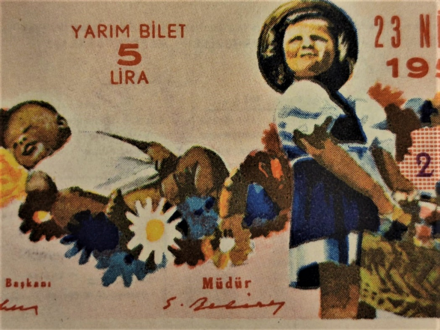 MİLLİ PİYANGO  23 NİSAN 1950 YARIM BİLET  266857 SERİ NOLU COK TEMİZ