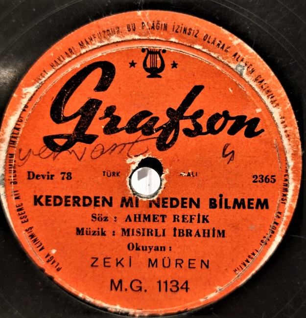 TAŞ PLAK GRAFSON ZEKİ MÜREN  SÖZ VERİP DE GELMEZSİN  /  KEDERDENMİ NEDEN BİLMEM  OLDUKCA TEMİZ